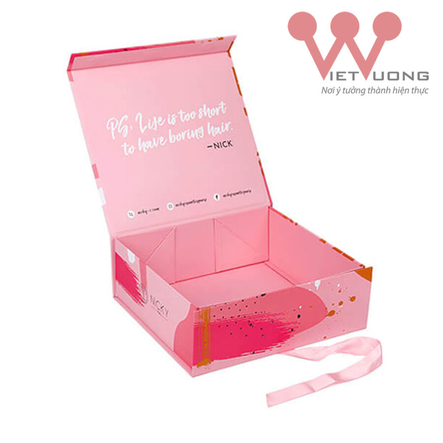 Hộp Quà Giấy Gập Kèm Dây Ruy Băng Theo Yêu Cầu (Mã GB62)